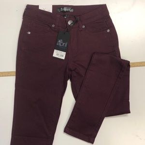 Burgundy Low Rise Skinny Jeans